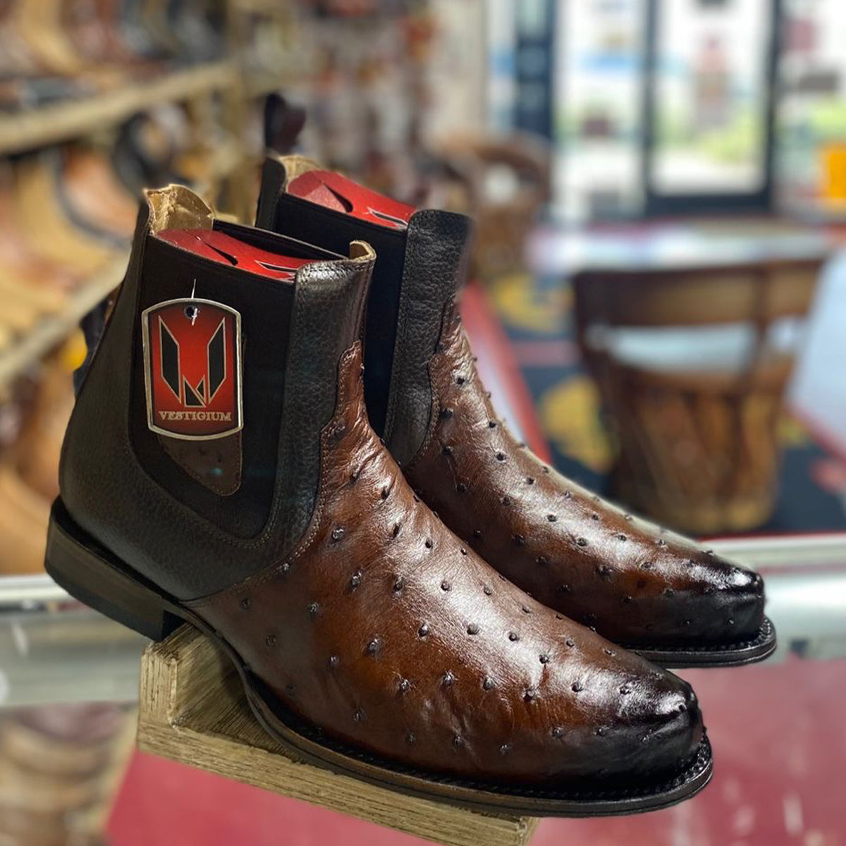 Milan Brown Ostrich Chelsea Boots