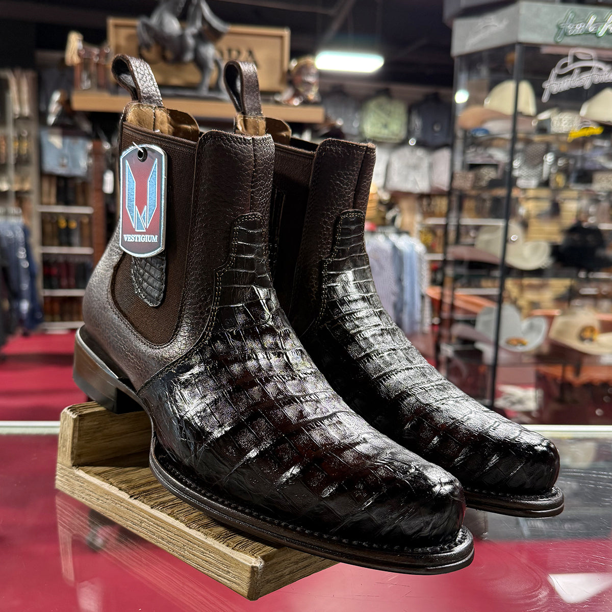 Vestigium Milan Brown Caiman Chelsea Boots