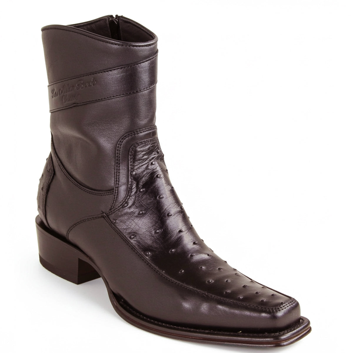 Los Altos Short Black Cherry Ostrich Boots European Toe