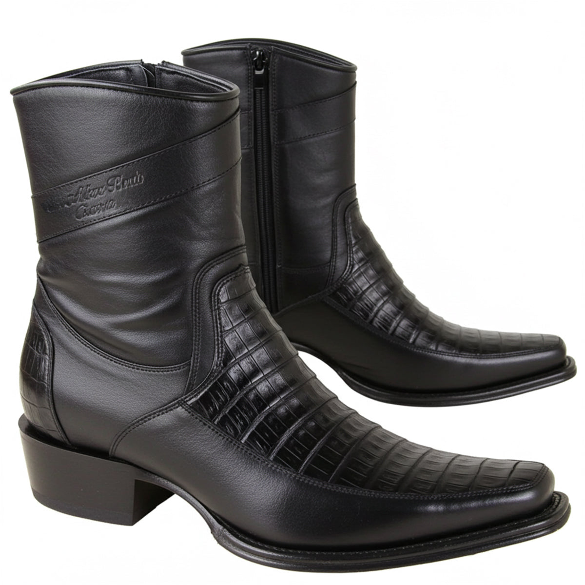 Los Altos Short Black Caiman Boots European Toe
