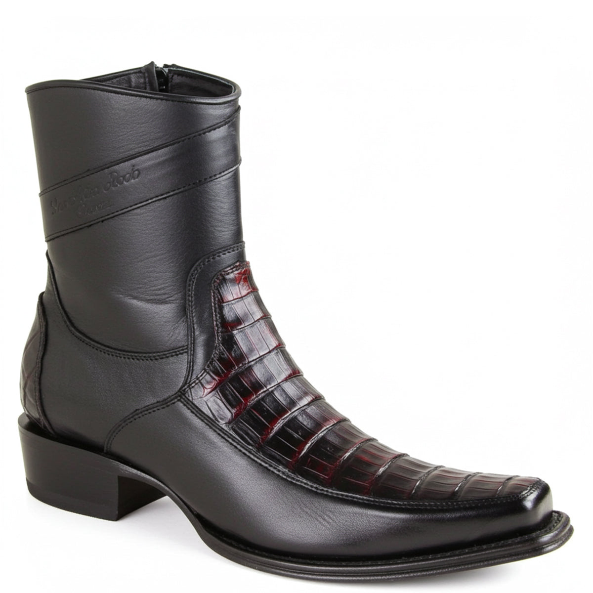Los Altos Short Black Cherry Caiman Boots European Toe