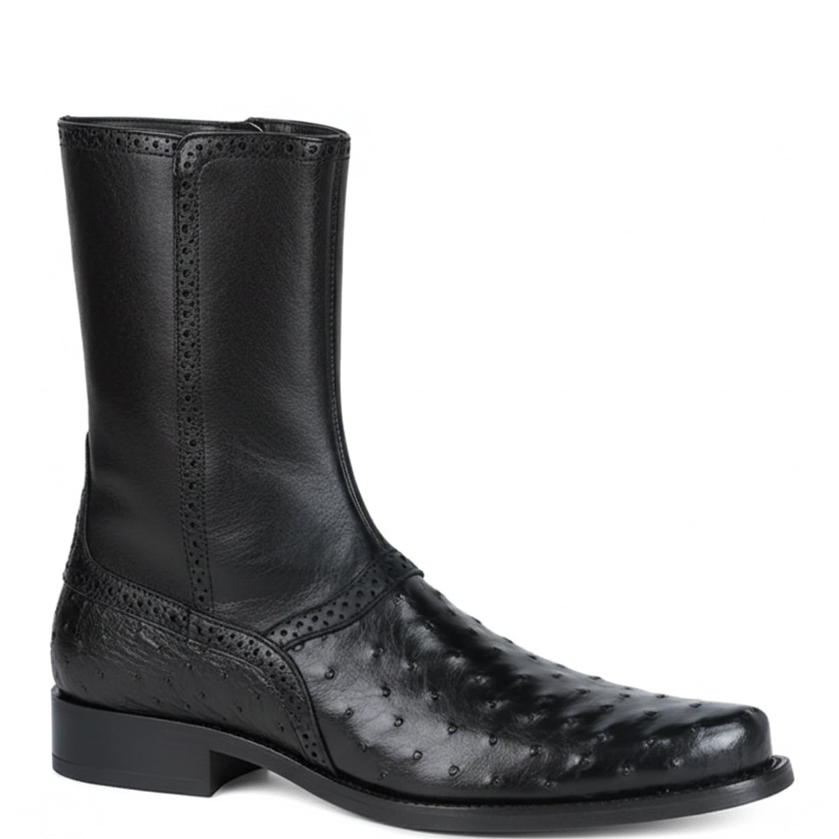 Los Altos Short Ostrich Boots R Toe 6.5 / Black