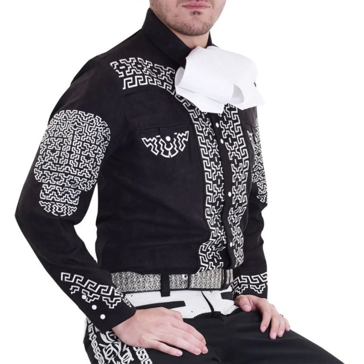 Black embroidered western shirt