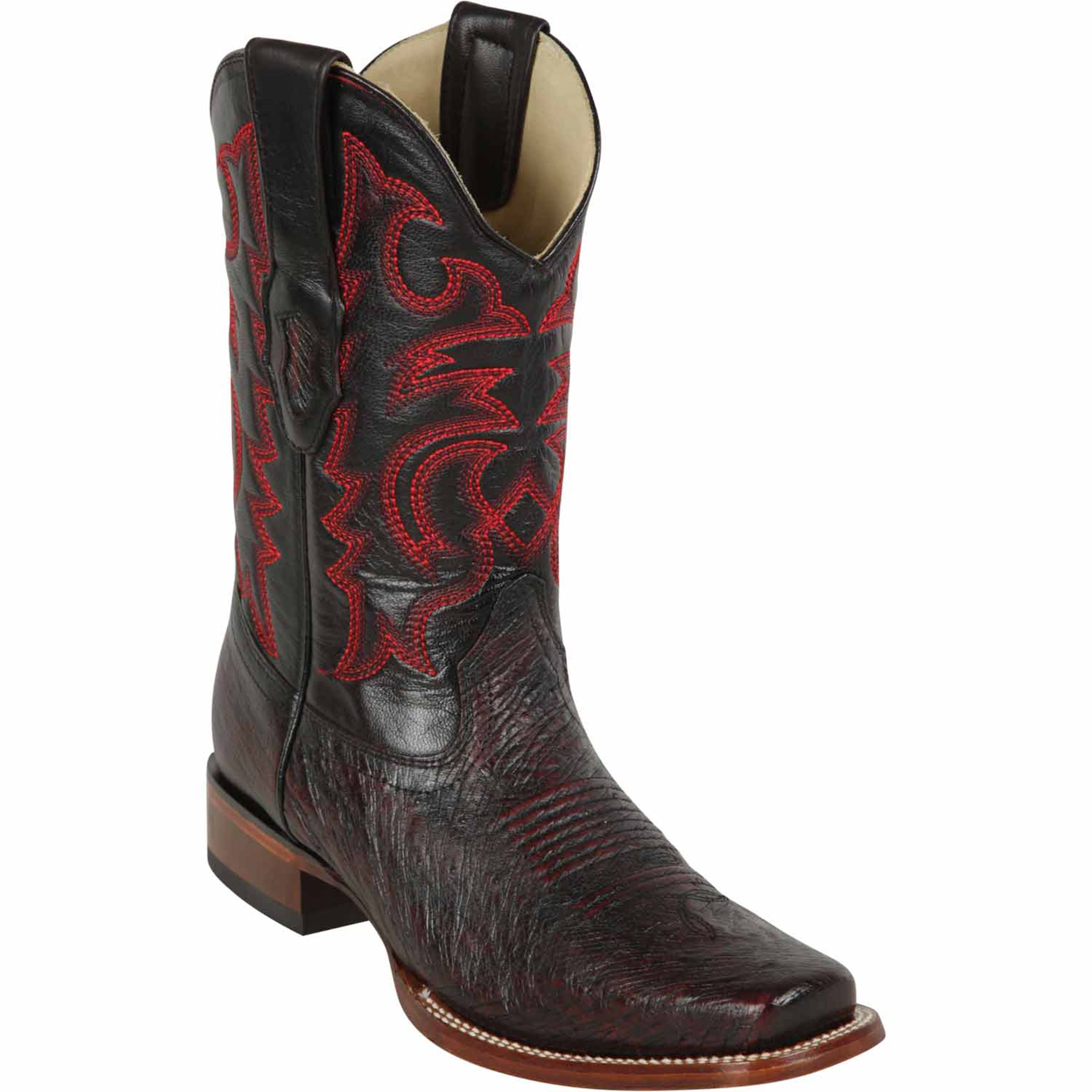 Mens Square Toe Smooth Ostrich Boots Black Cherry - Los Altos Boots