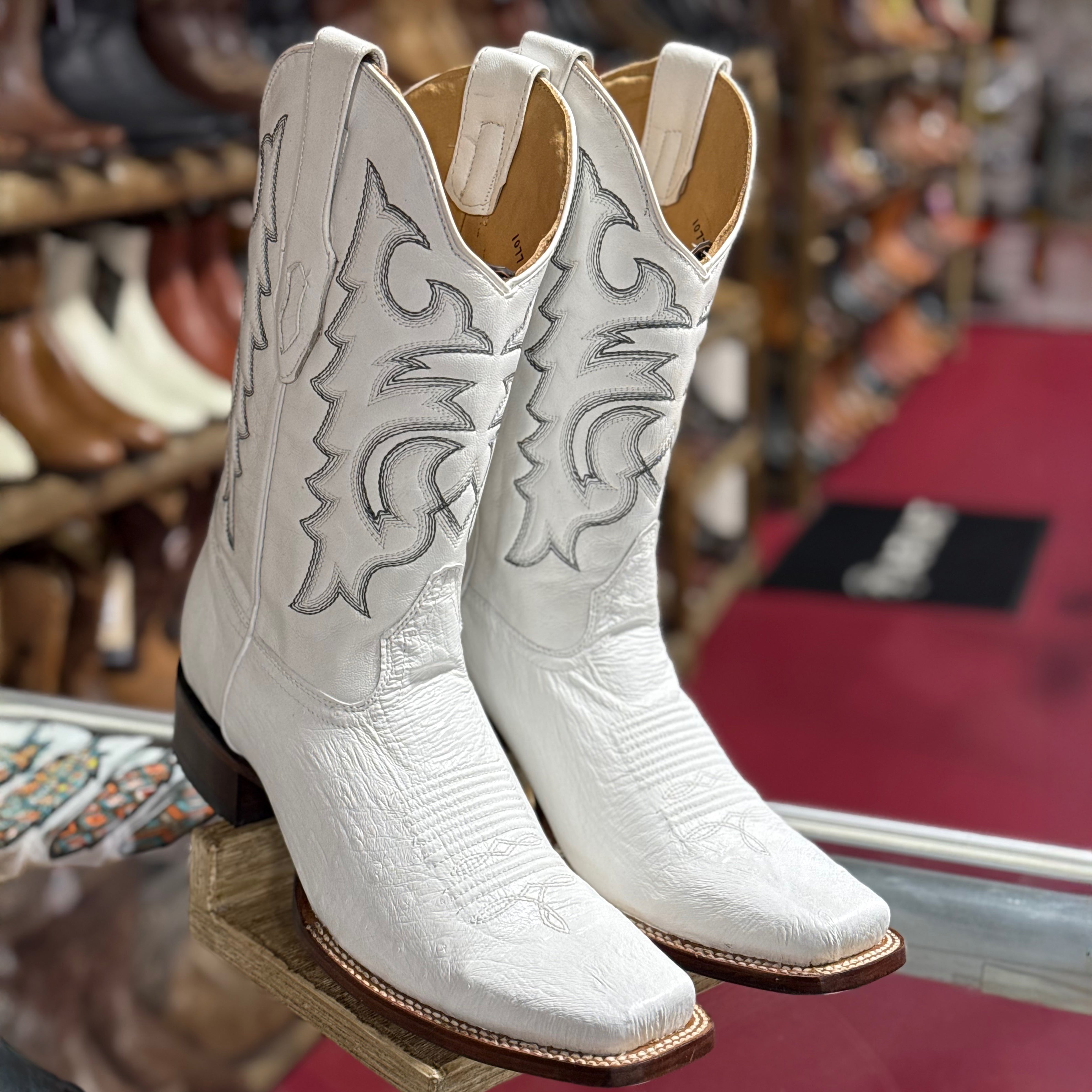 Smooth Ostrich White Cowboy Boots