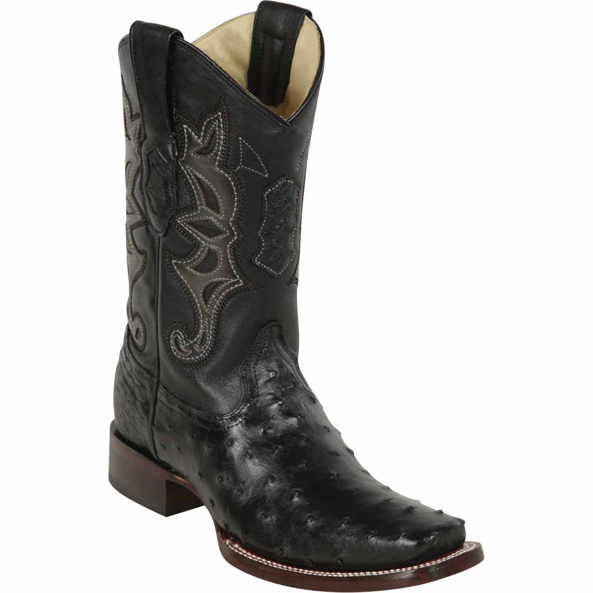 Los Altos Men's Smooth Ostrich Square Toe Boots - Black Cherry main image 0