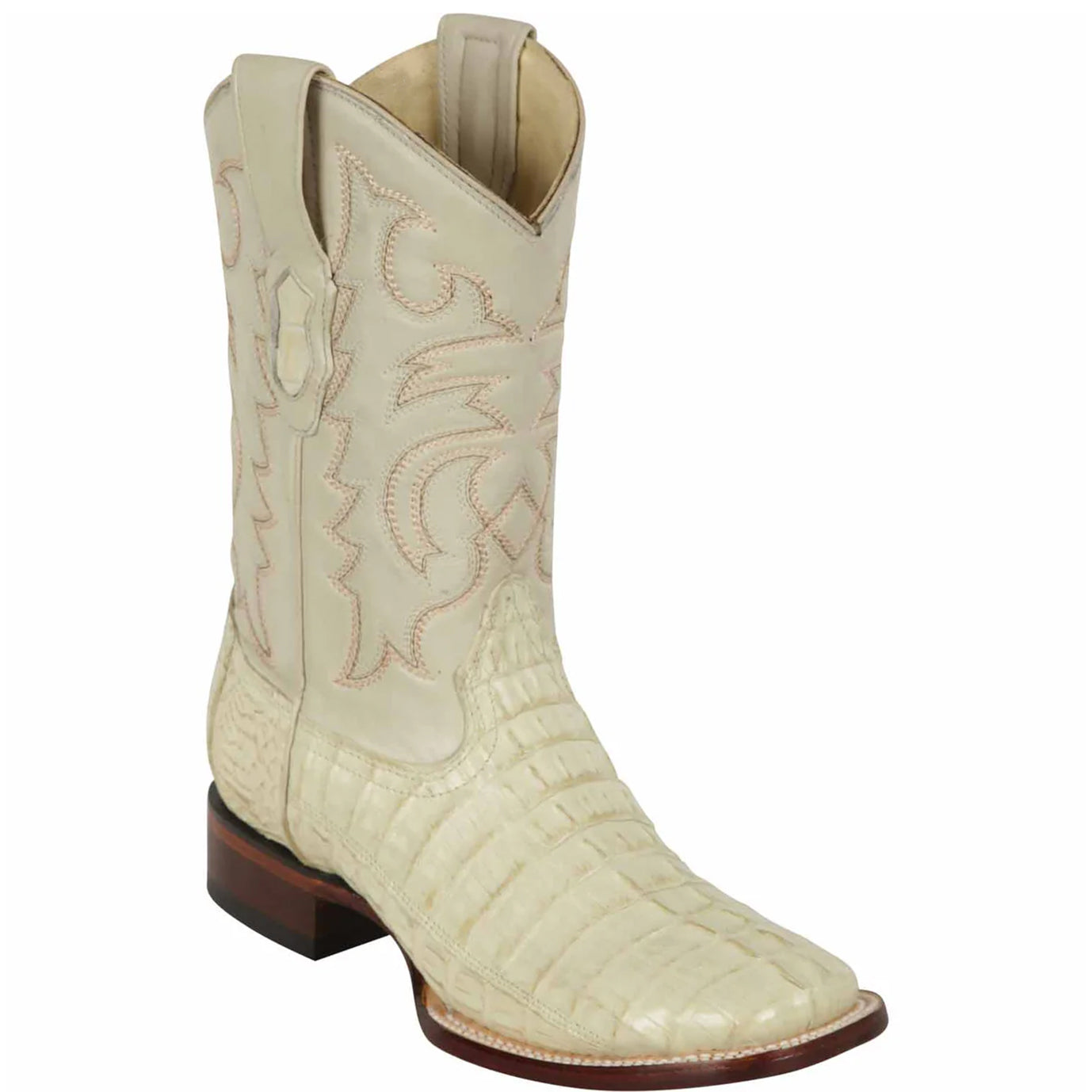 Winter White Caiman Tail Boots | Los Altos Boots Square Toe
