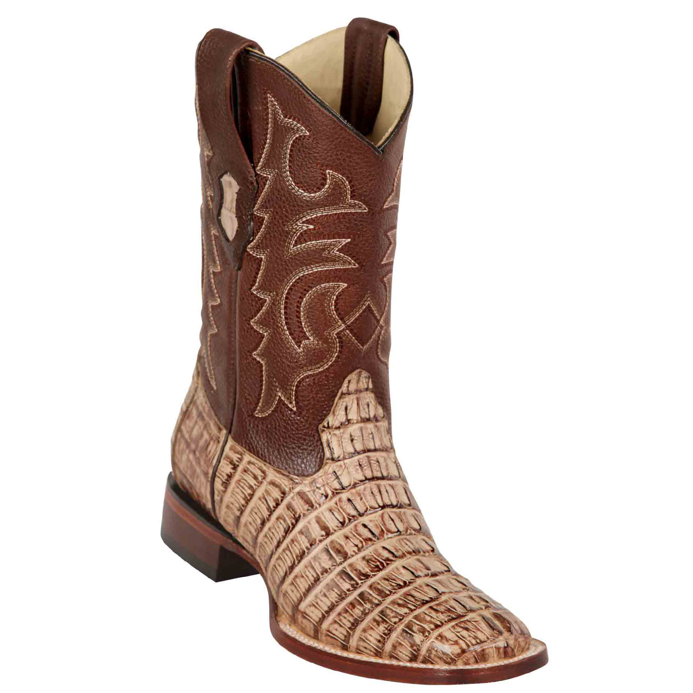 Los Altos Boots - Mens Dress Cowboy Boot - Low Priced Caiman Brown Square Toe Cowboy Boots - in  Brown main image 1