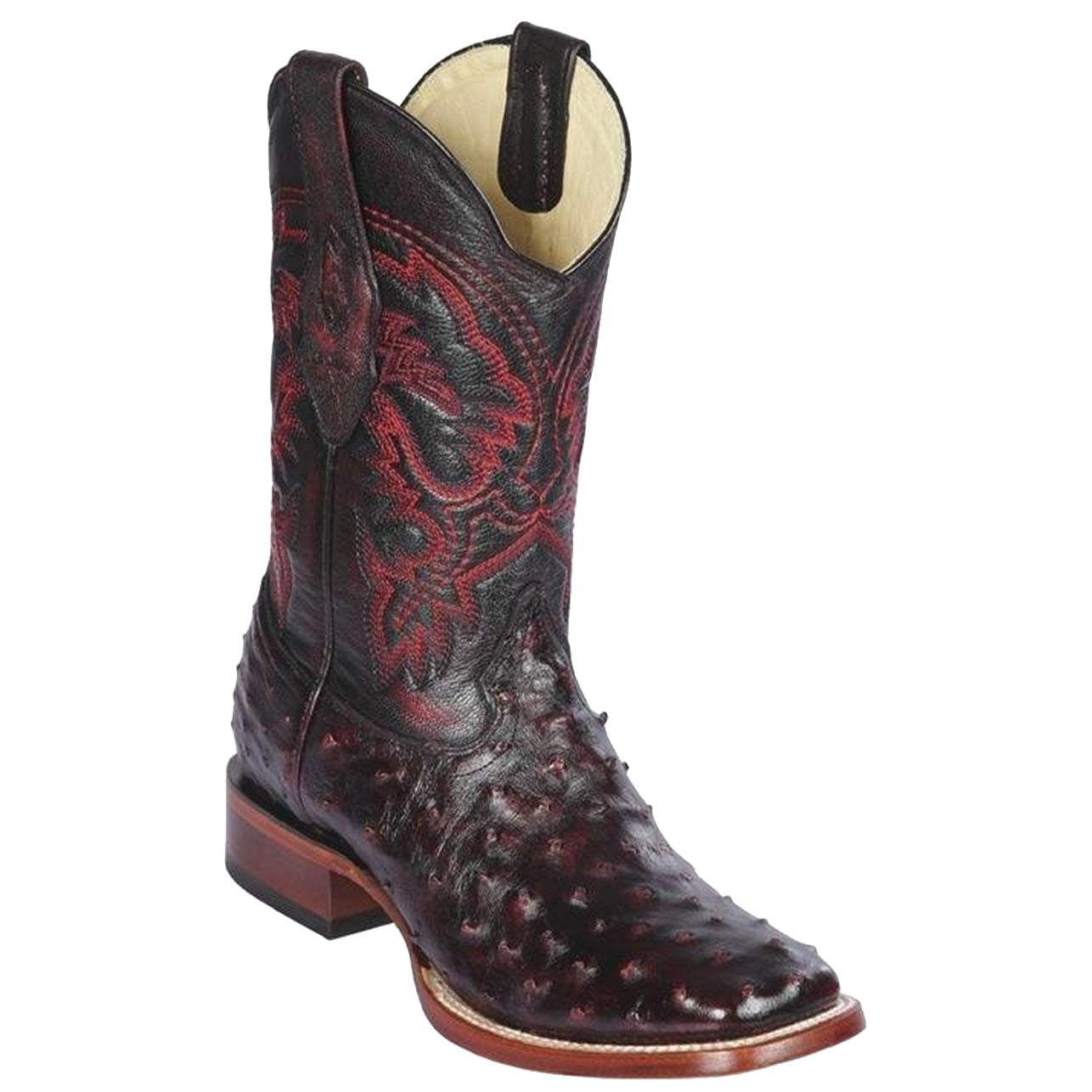 Botines Para Hombre Negro - Los Altos Boots Black Cherry Genuine Ostrich Leg Western Cowboy Boot (EE) - Botas De Avestruz main image 1