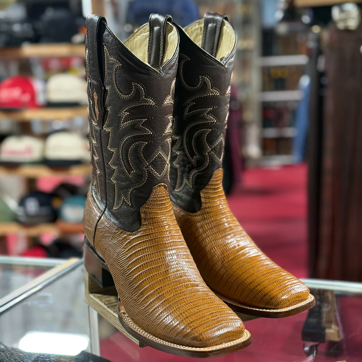 Los Altos Antique Saddle Lizard Square Toe Western Boots