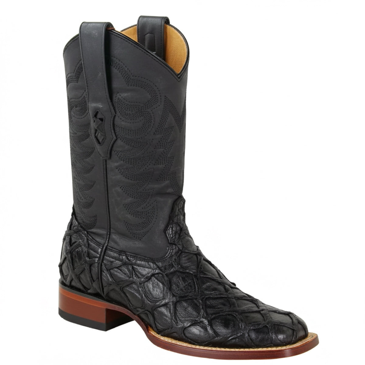 Los Altos black pirarucu boot square toe