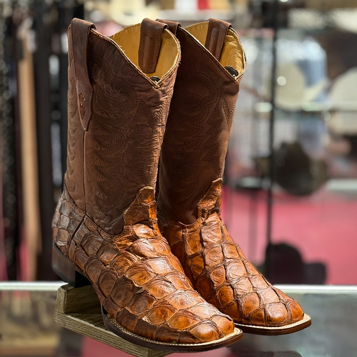 Los Altos Chedron Mens Pirarucu Square Toe Cowboy Boots