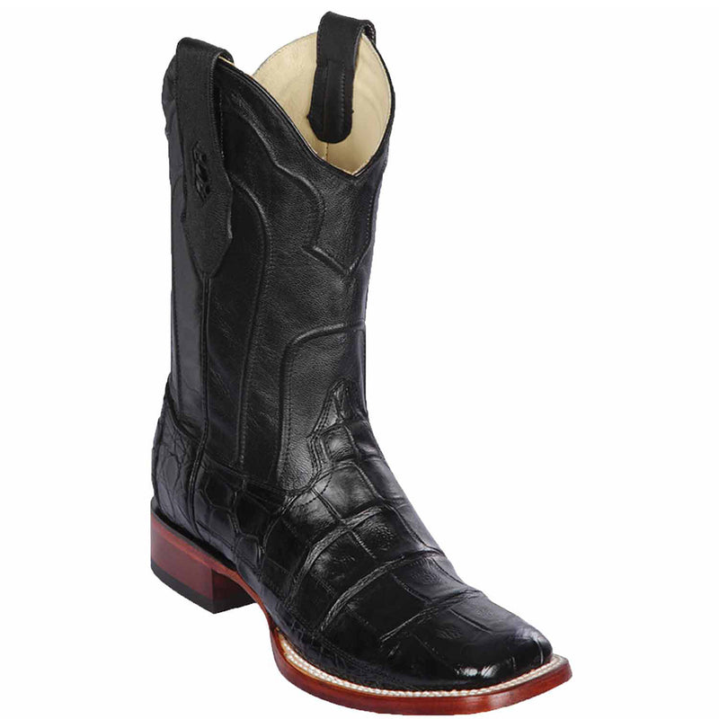 Los Altos Men's Black Alligator Wide Square Toe Western Boot