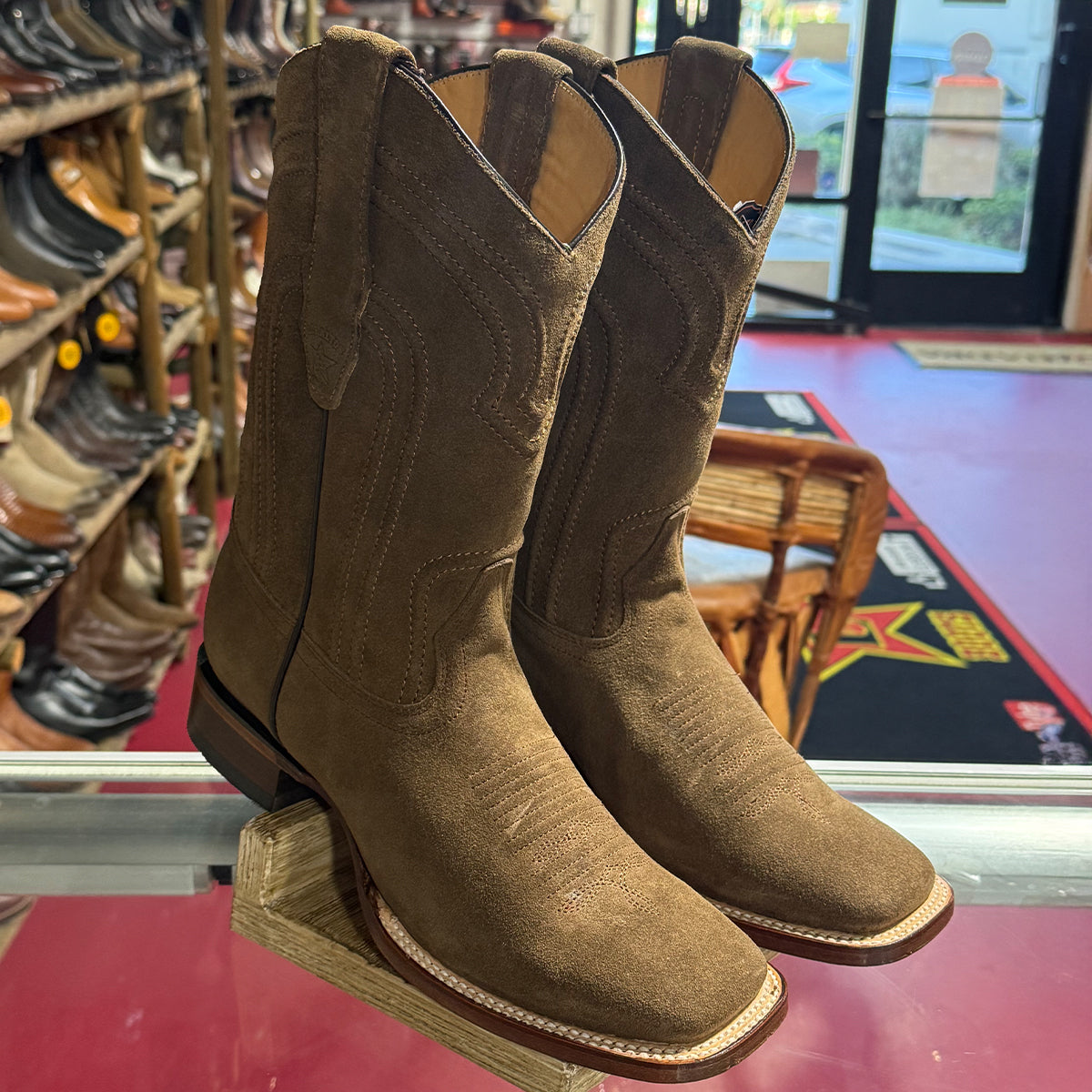 Los Altos Brown Suede Square Toe Cowboy Boots