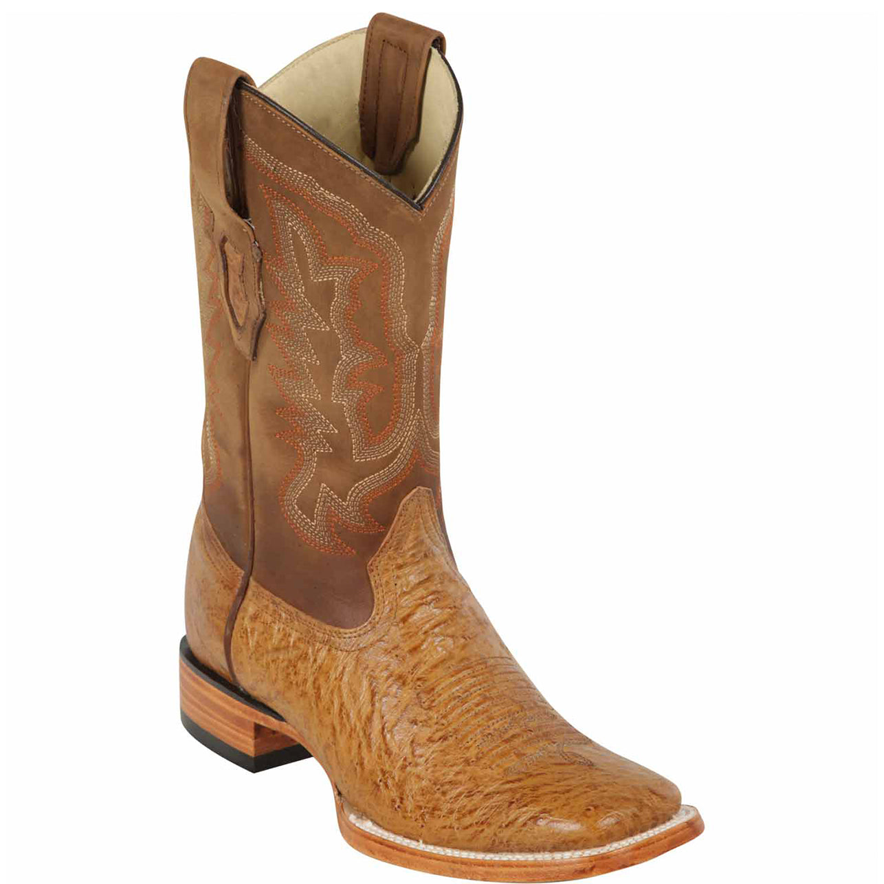 Amber Smooth Ostrich Square Toe Boots Los Altos Boots