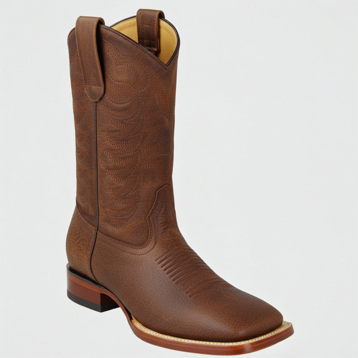 Los Altos Extra Wide Walnut Brown Square Toe Boot