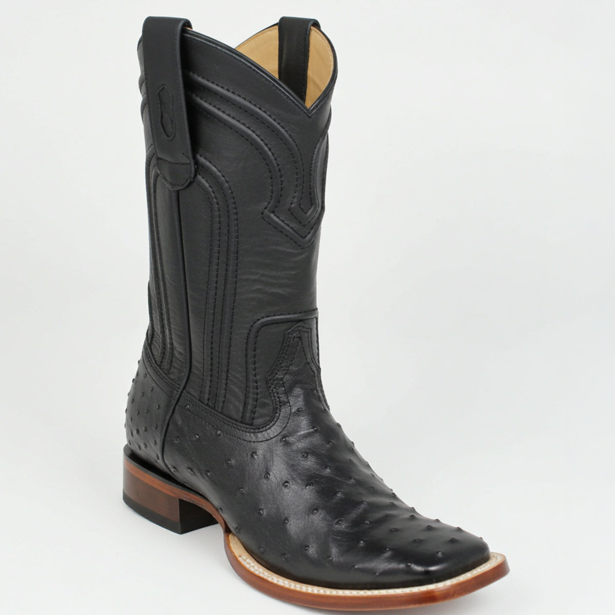 Moka Ostrich Square Toe Boots main image 1