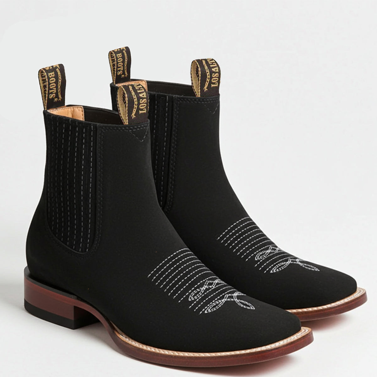 Nubuck Black Square Toe Chelsea Boots