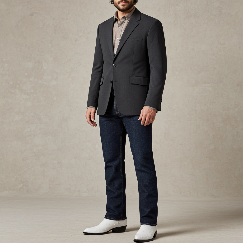 Man wearing white ostrich boots