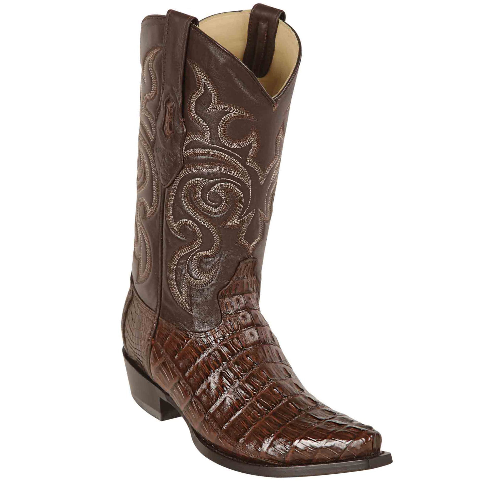 Mens Brown Caiman Tail Boots Snip Toe Los Altos Boots