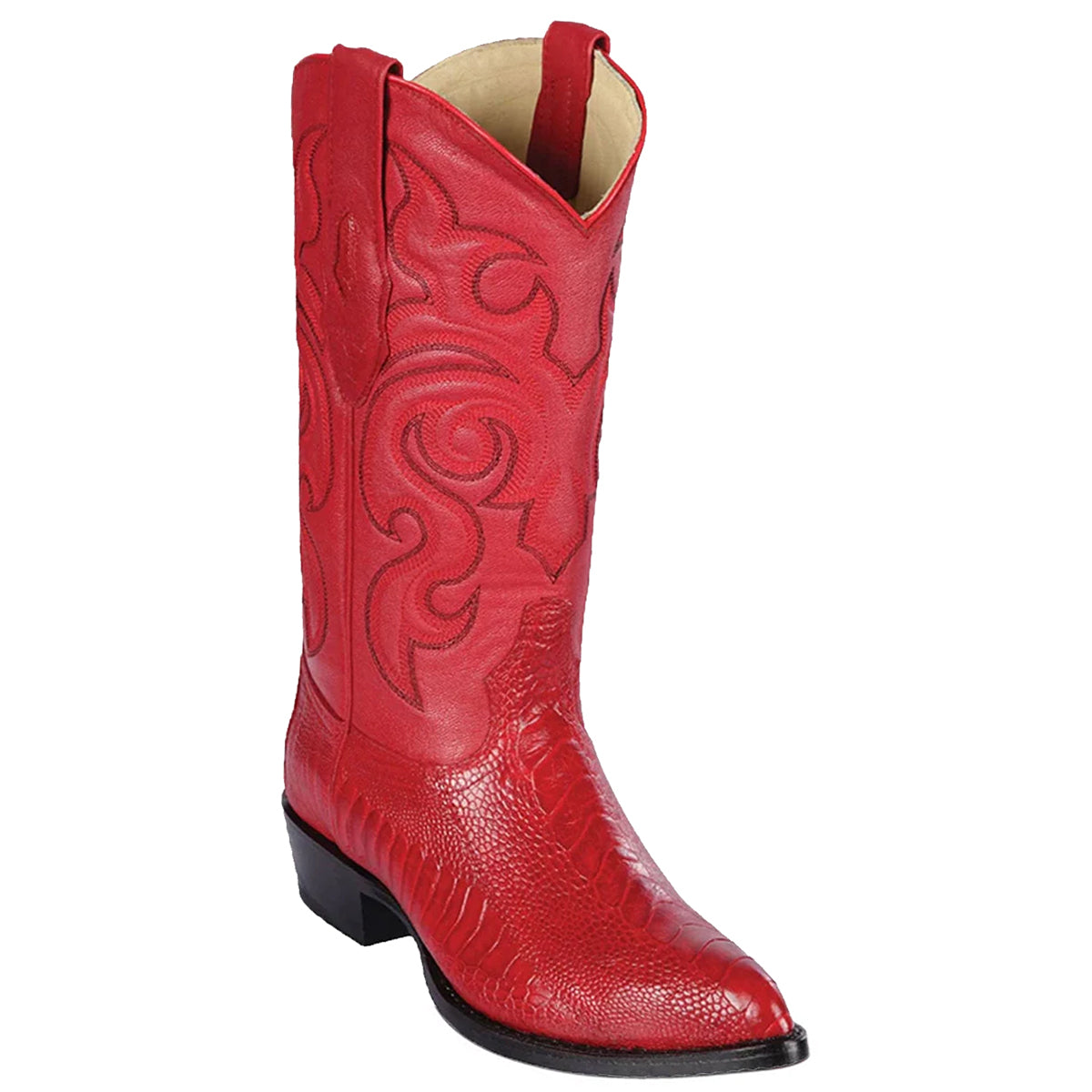 Los Altos Red Ostrich Leg Cowboy Boot J-Toe