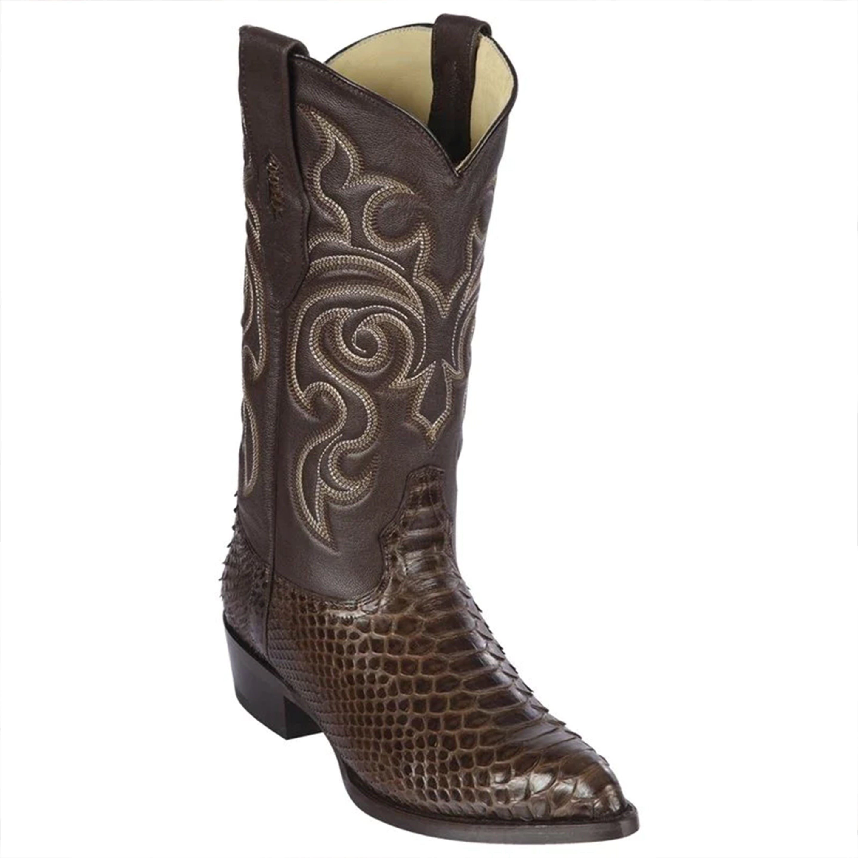 Brown Snakeskin Boots J-Toe - Los Altos Boots