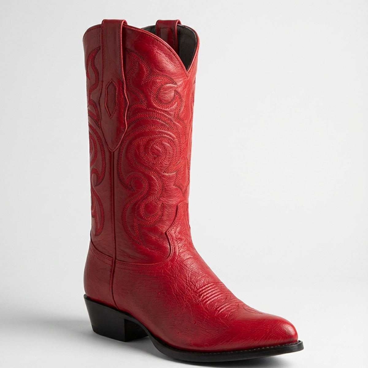 Los Altos Men's Smooth Ostrich Red Cowboy Boot J-Toe.