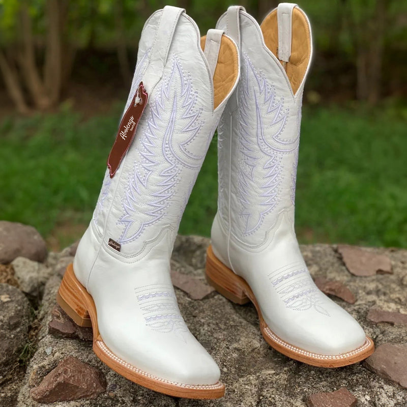 Abolengo White Square Toe Cowgirl Boots
