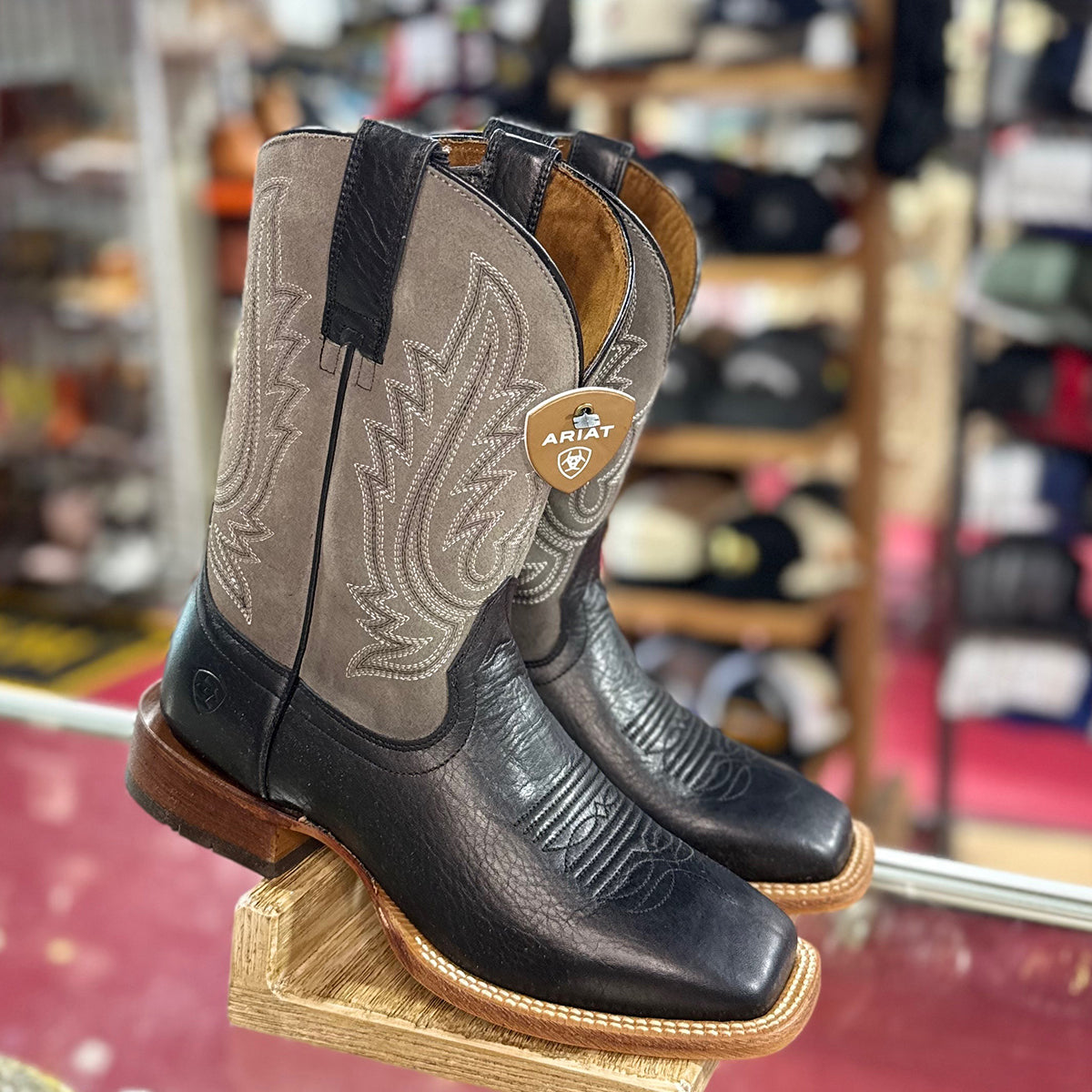 Pair of men's Ariat Country Road square toe western boots.