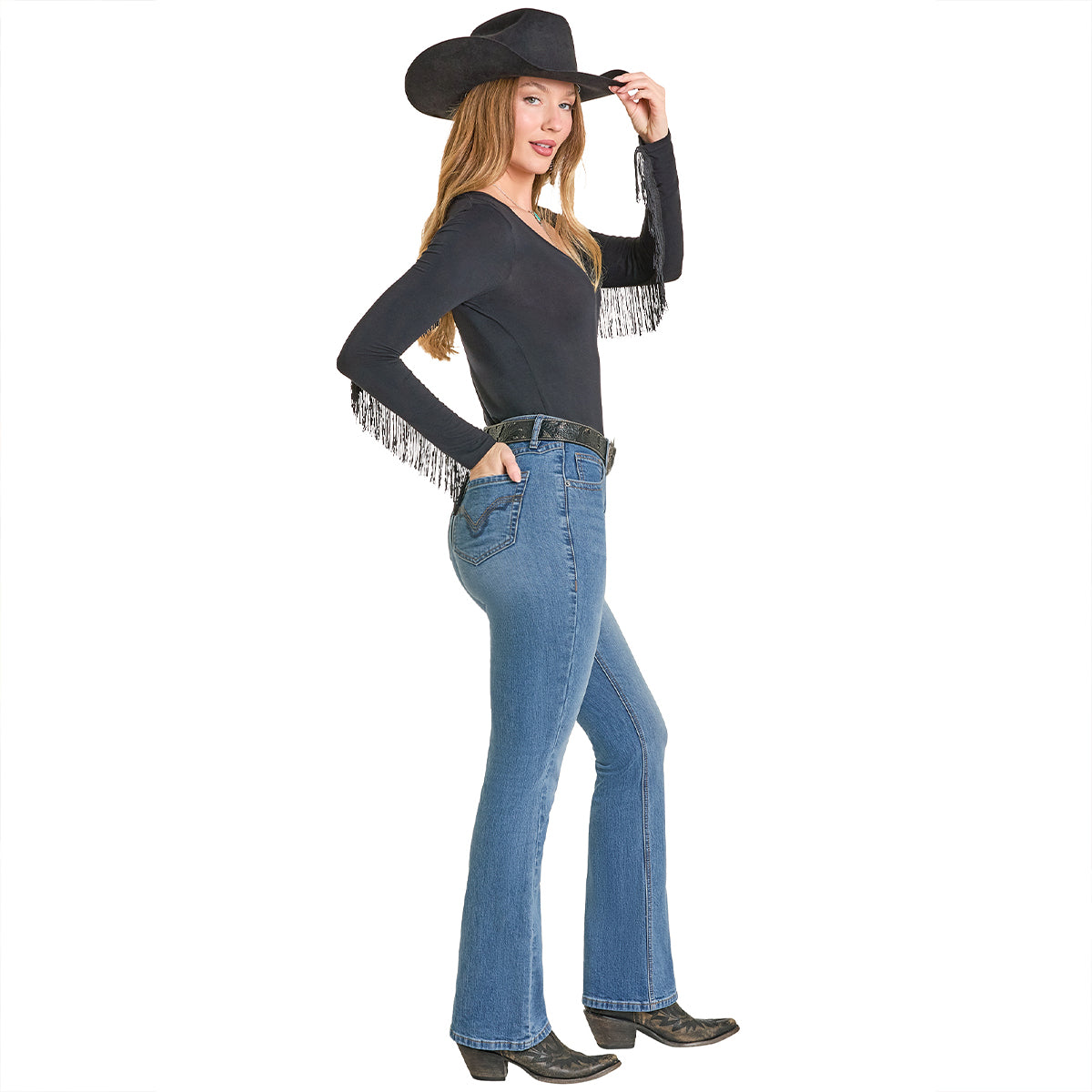 Side view of women's jeans