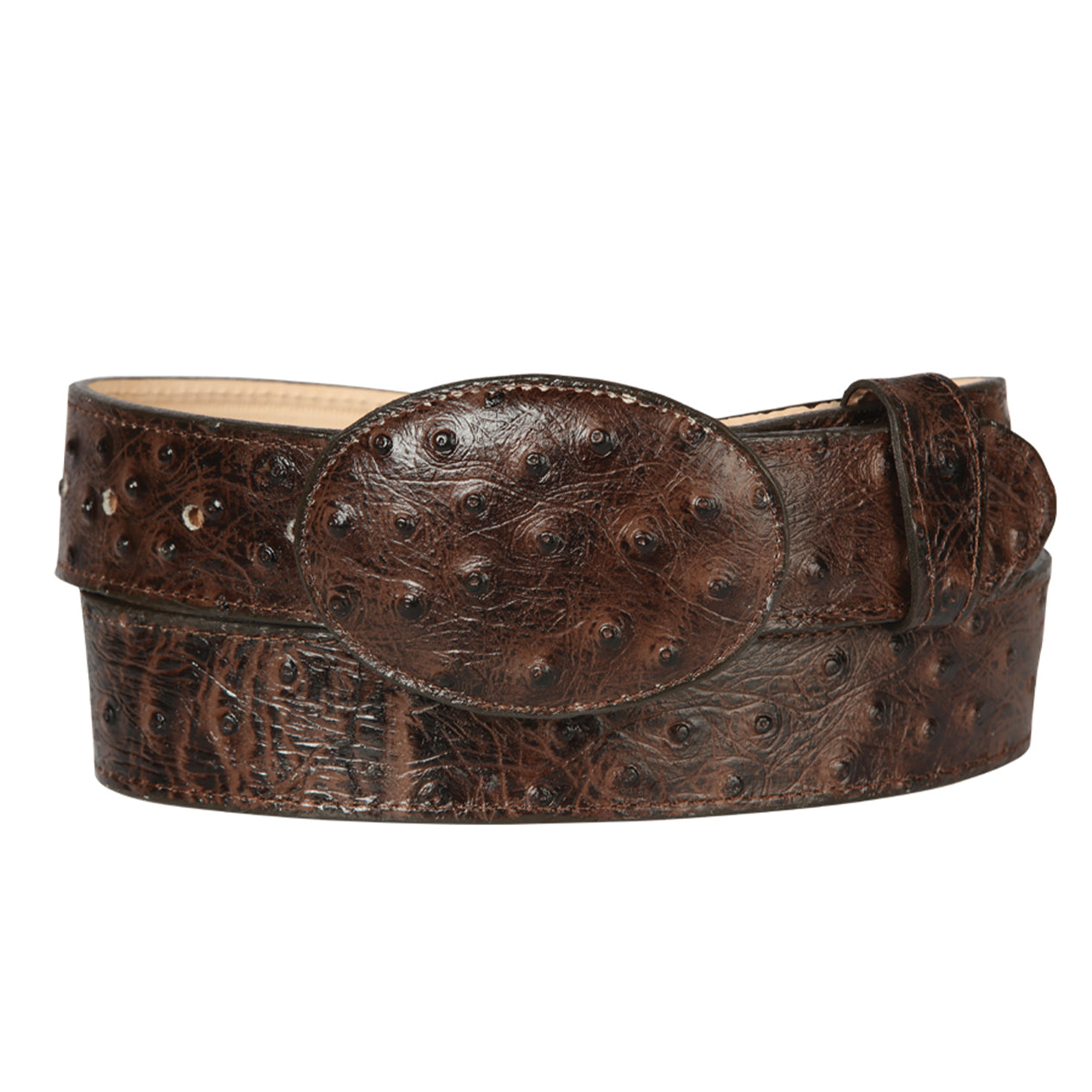 Mens El General Cowboy Belt Imitation Ostrich Leather Mens El General Cowboy Belt Imitation Ostrich Leather