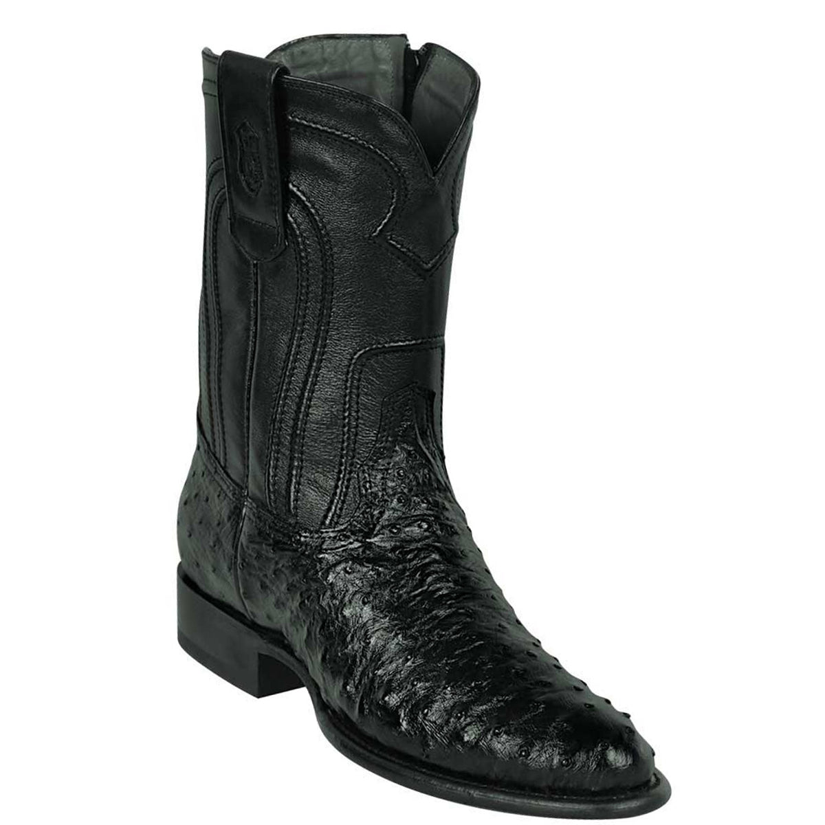 Los Altos Black Roper Ostrich Boot