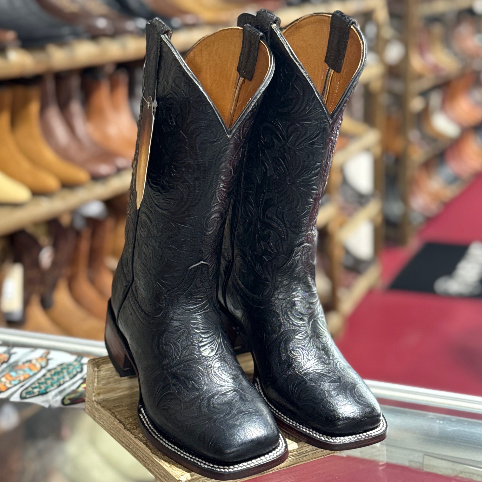Black Tooled Cowgirl Boots