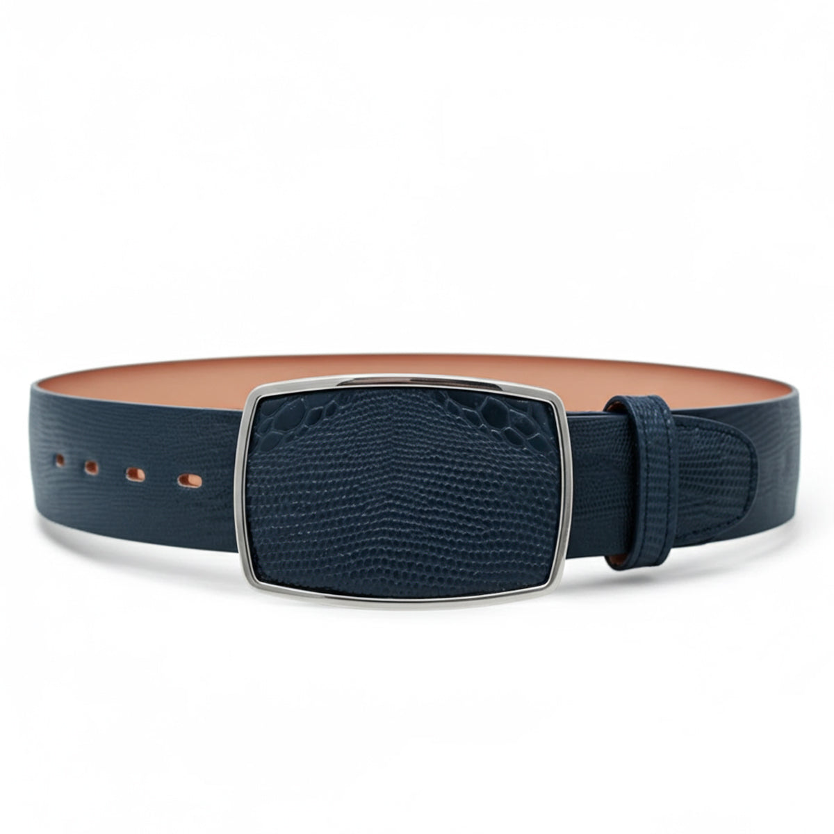 Navy Blue Lizard Skin Belt
