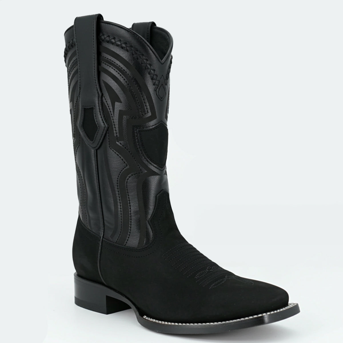 Wild West Nubuck Black Western Square Toe Boot