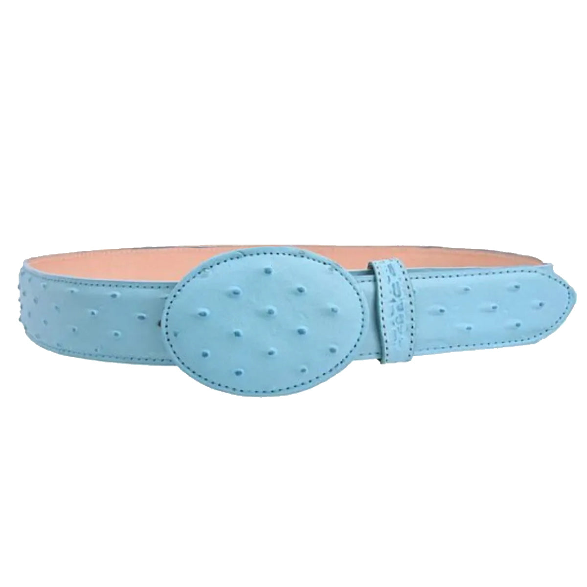 Sky Blue Ostrich Print Belt