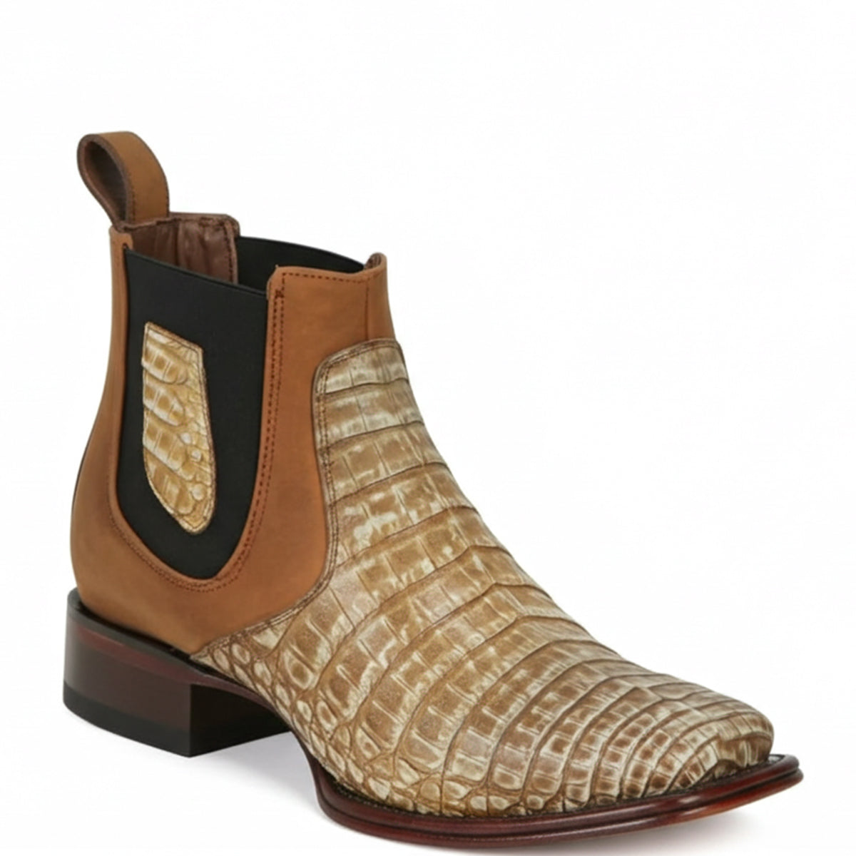 Los Altos Sahara Stone Caiman Short Square Toe Western Boot