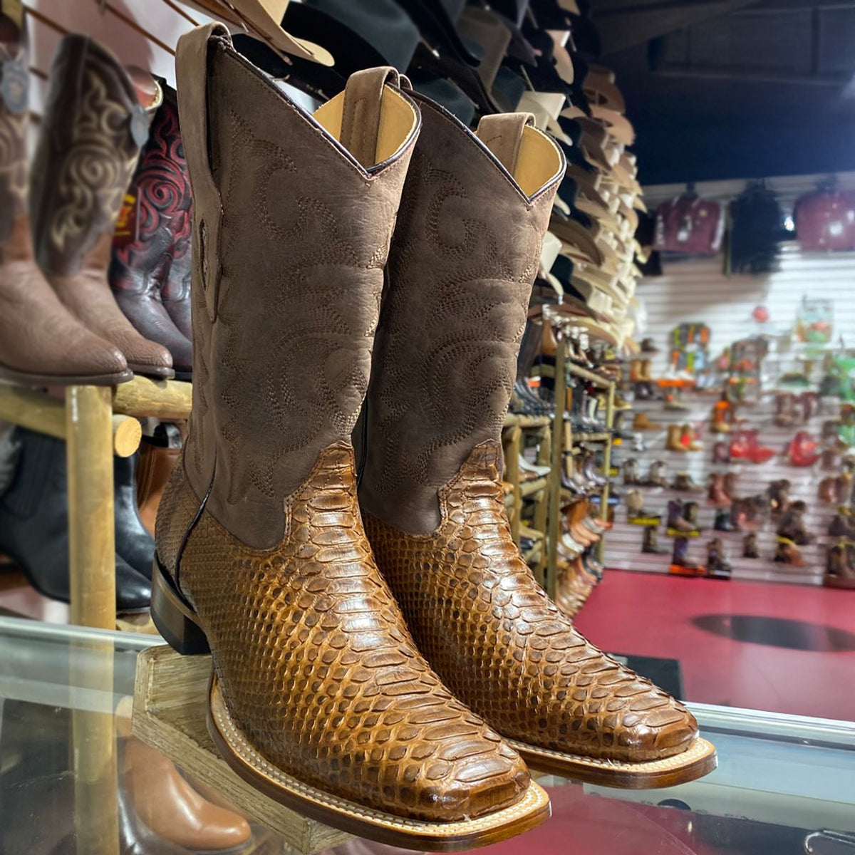 Los Altos Brown Snakeskin Boots