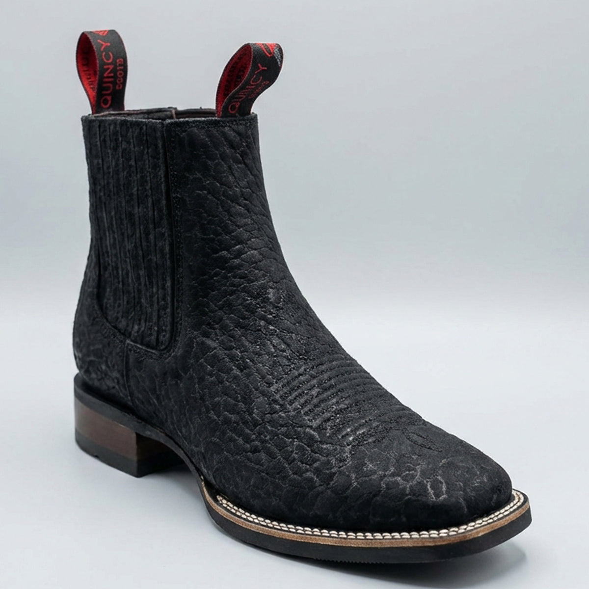 Black Bull Shoulder Chelsea Square Toe Western Boot