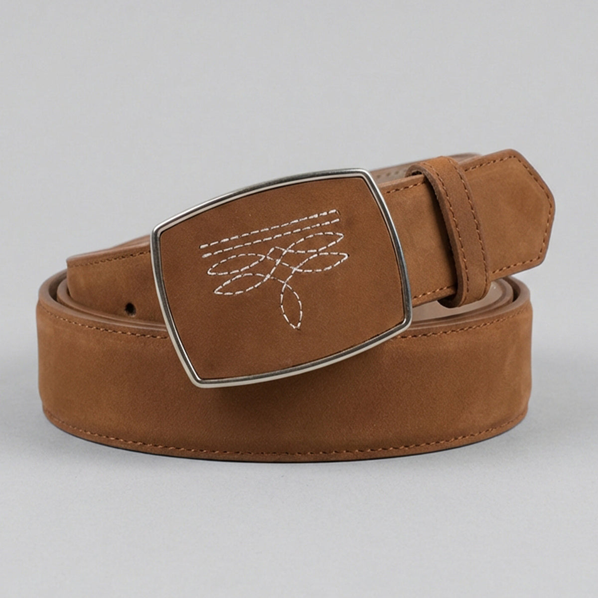 Men's Nubuck Shedron Brown Western Belt