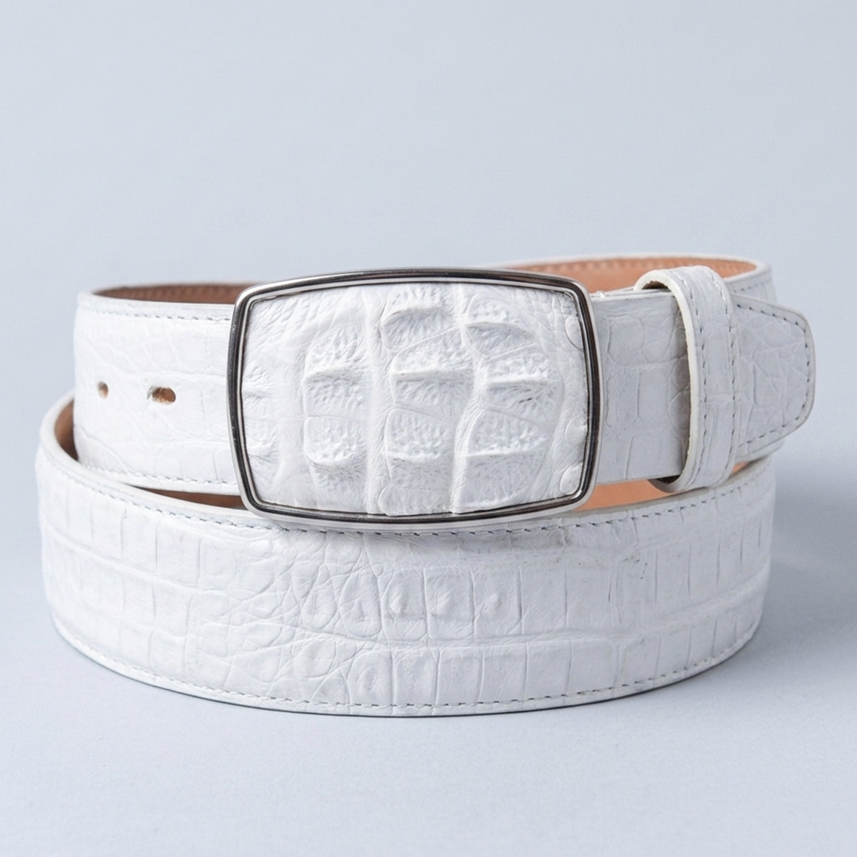 mens white leather dress belt Los Altos Men's Caiman Hornback 40 / White / Oval no images Variant:pink Ariel Dress, Pink Ariel Our belts are made
