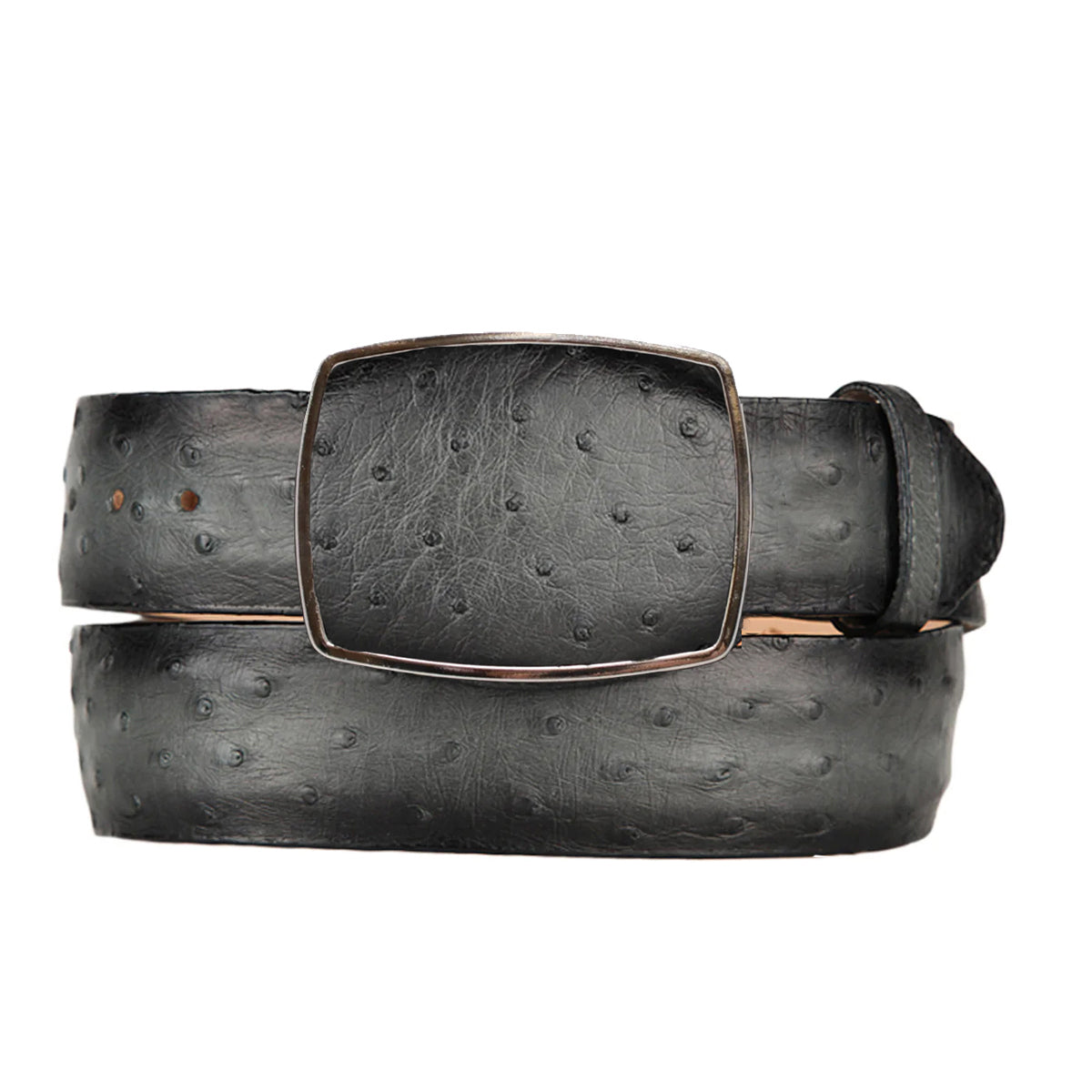 Burnished Grey Ostrich Belt