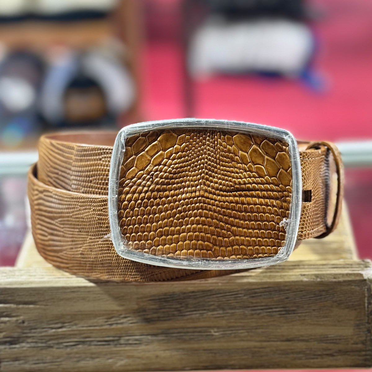 Antique Saddle Western Lizard Belt