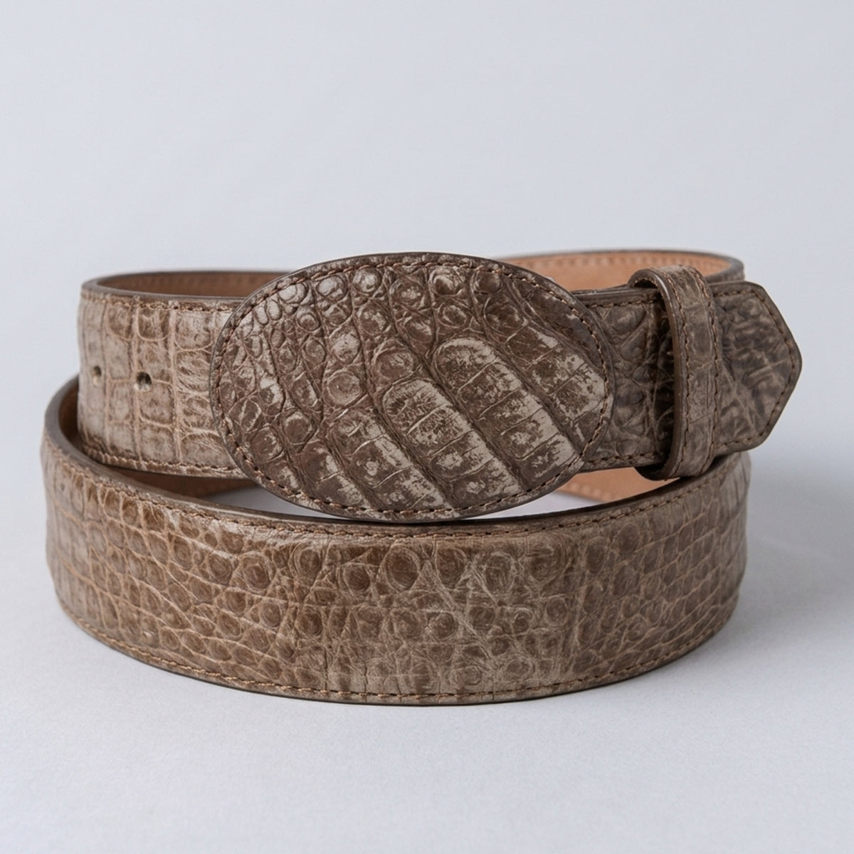 Men's Sahara Brown Caiman Belly Belt