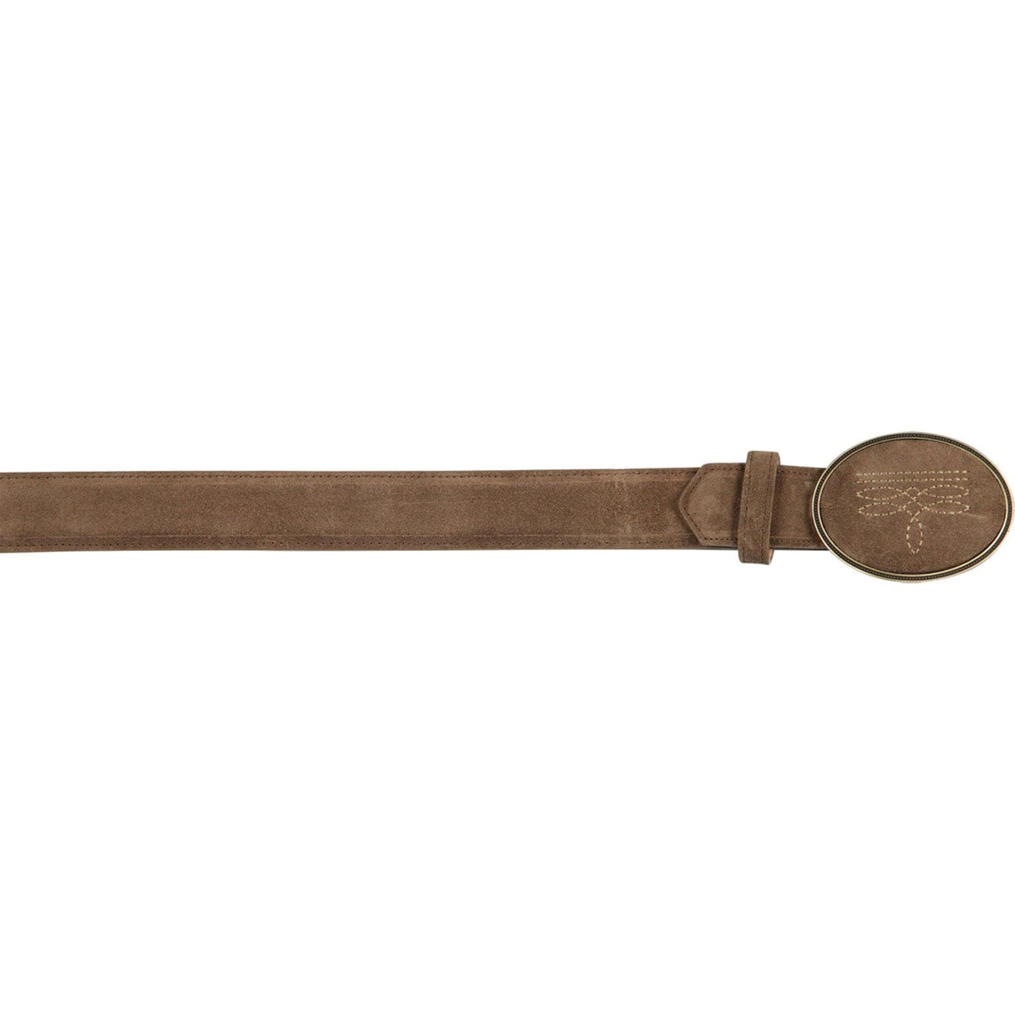 Abro Thin Suede Belt with Square Buckle Brown