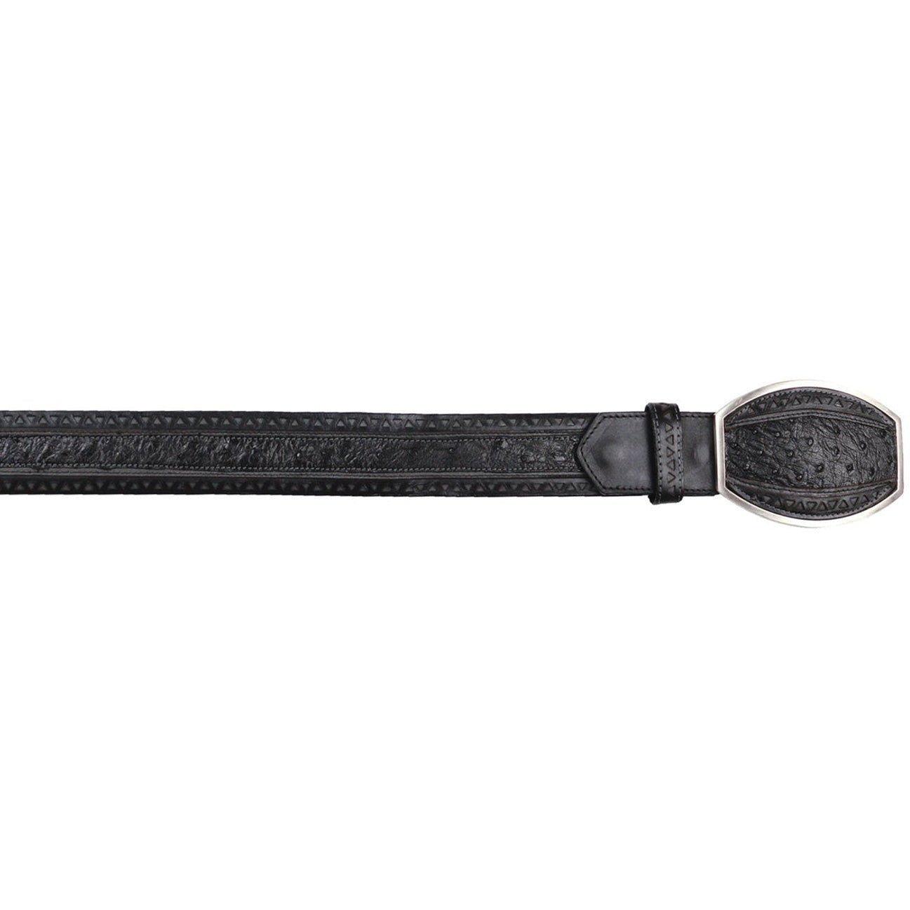 Casual black ostrich belt