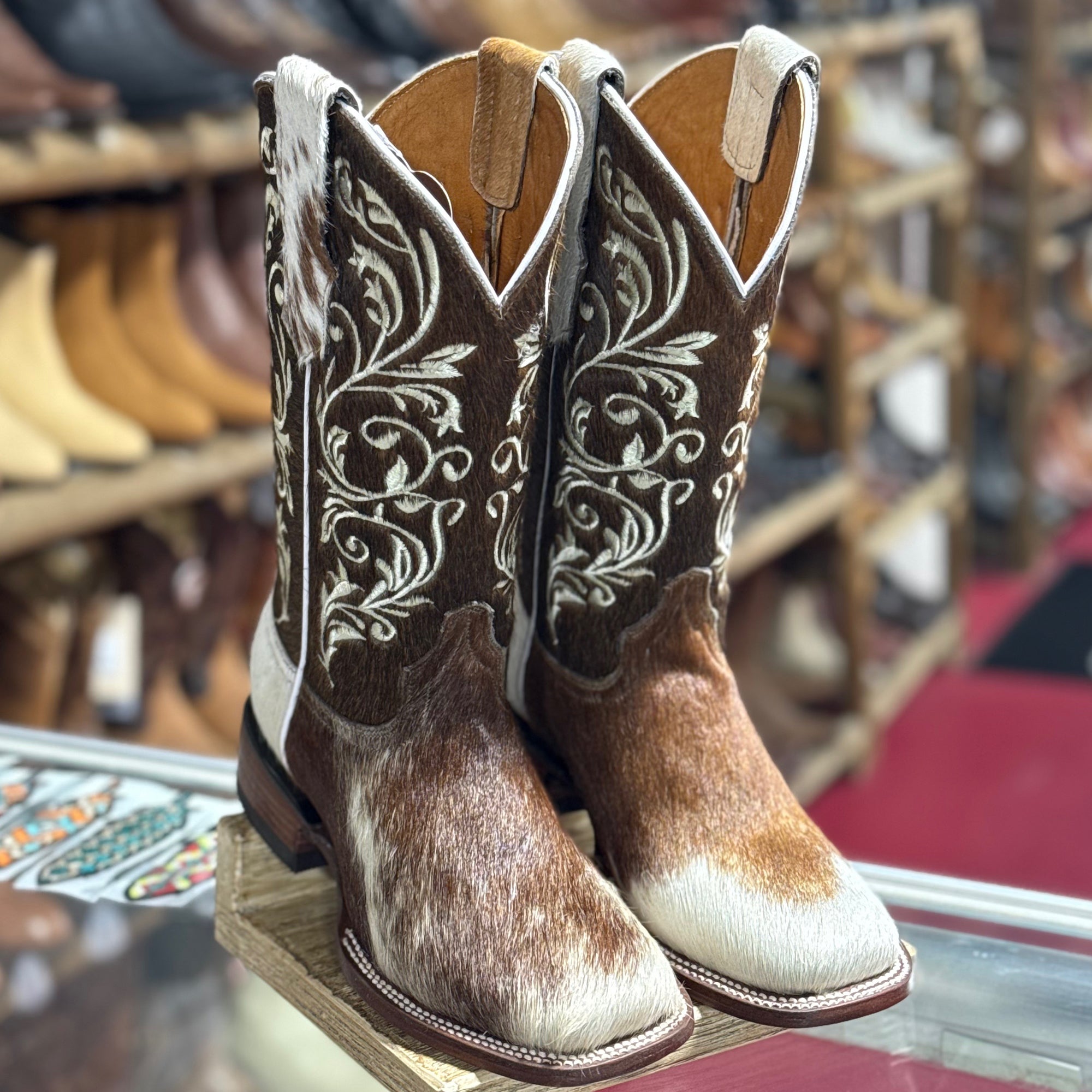 Women's Hair-On Hide Square Toe Boots