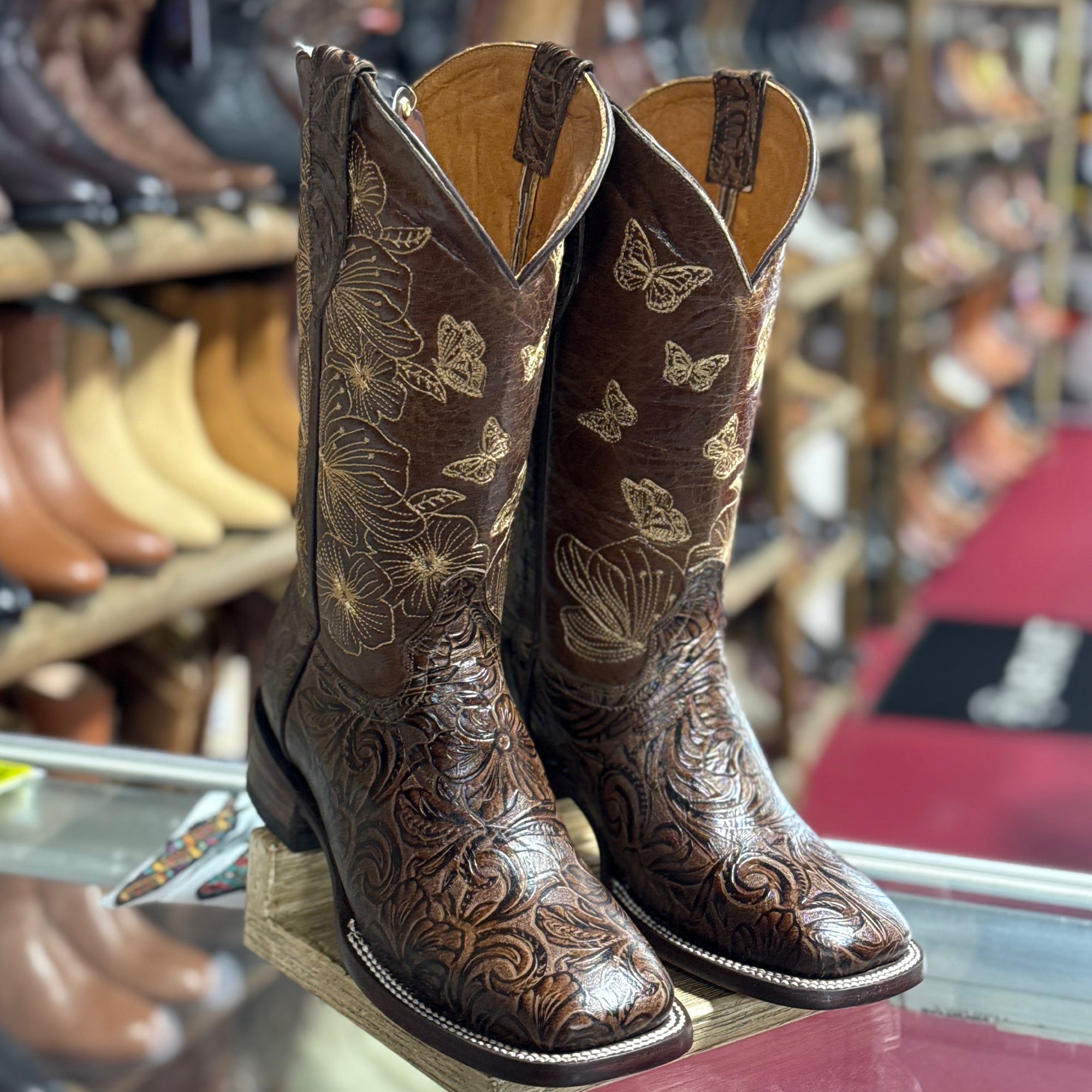 Rosario Brown Tooled Cowgirl Boots