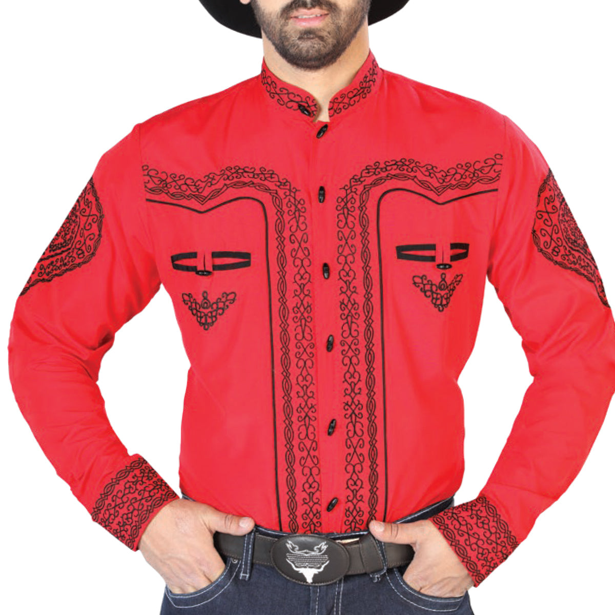 El General Charro Mens Red Western Shirts El General Charro Mens Red Western Shirts