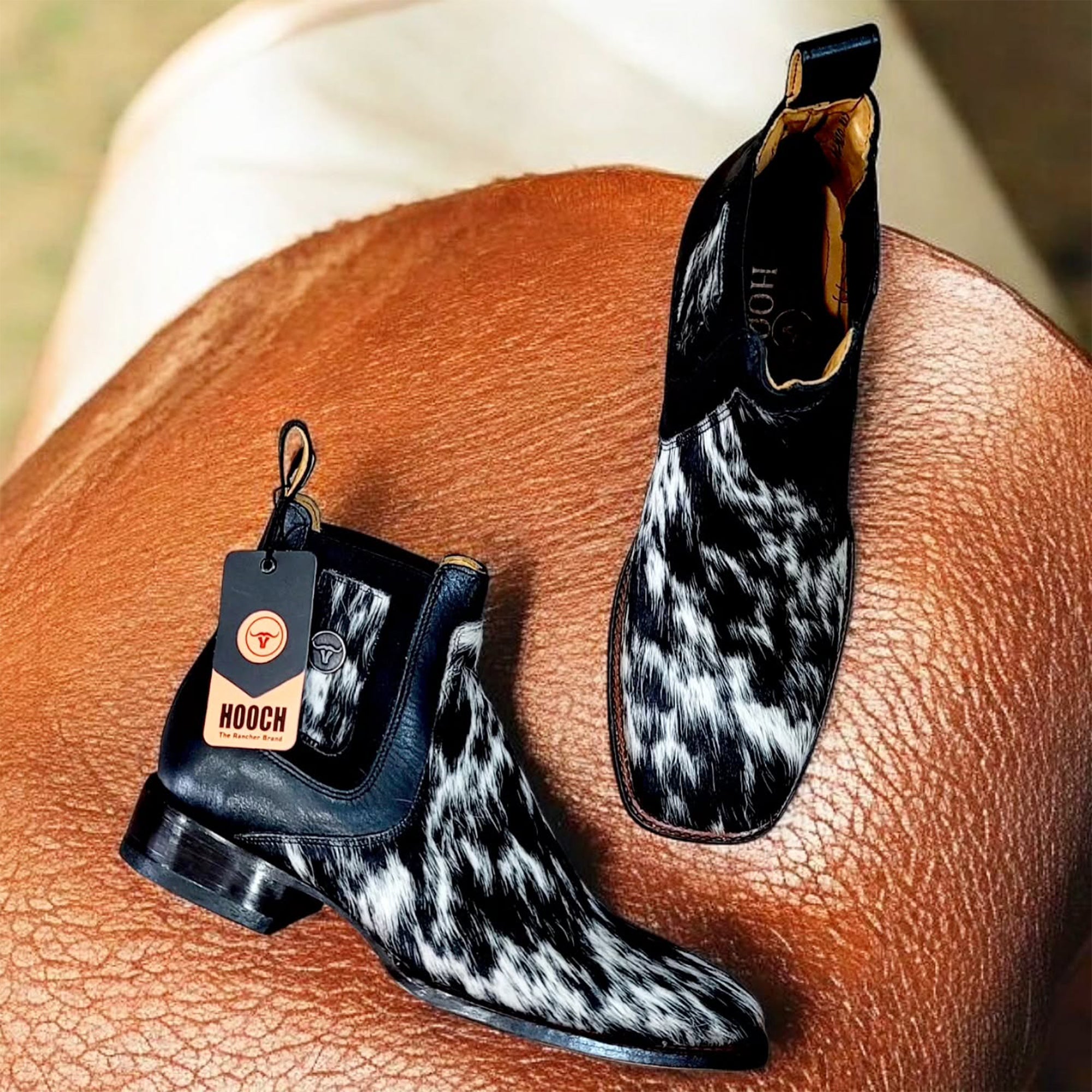 Men's hair on hide boots